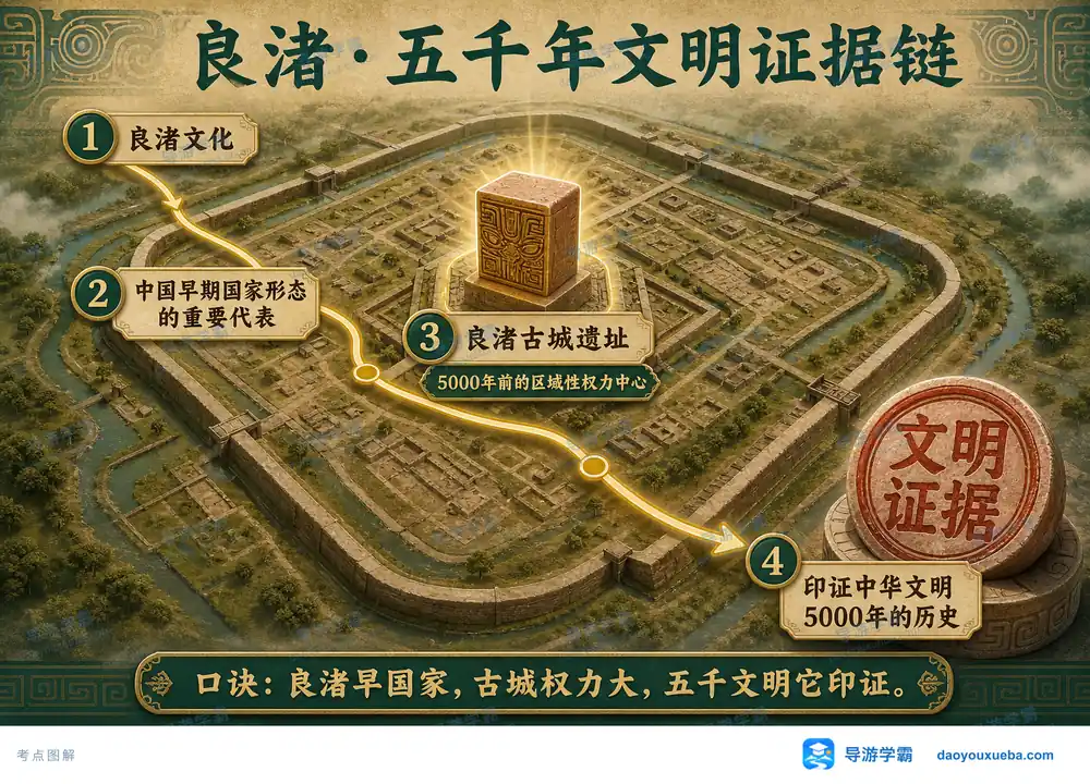良渚五千年文明证据链考点图(导游学霸·科四地方导游基础知识)