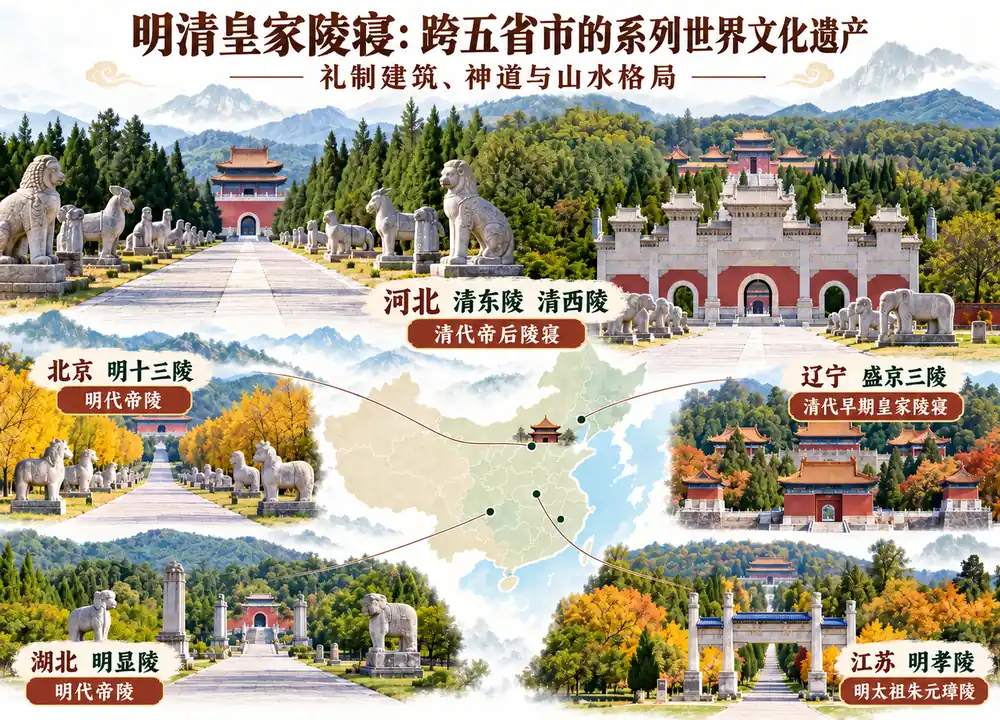 明清皇家陵寝跨五省市考点图(导游学霸·科四地方导游基础知识)