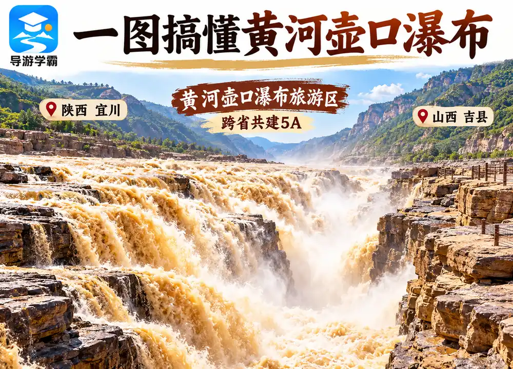黄河壶口瀑布跨省5A考点图(导游学霸·科四地方导游基础知识)