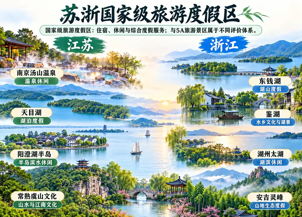 苏浙国家级度假区考点图(导游学霸·科四地方导游基础知识)