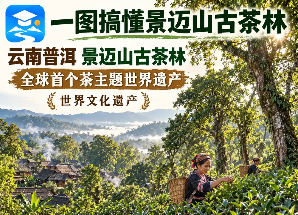 景迈山古茶林核心考点图（导游学霸·科四地方导游基础知识）