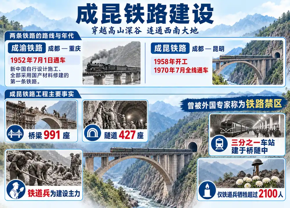 成昆铁路建设核心考点图（导游学霸·科四地方导游基础知识）