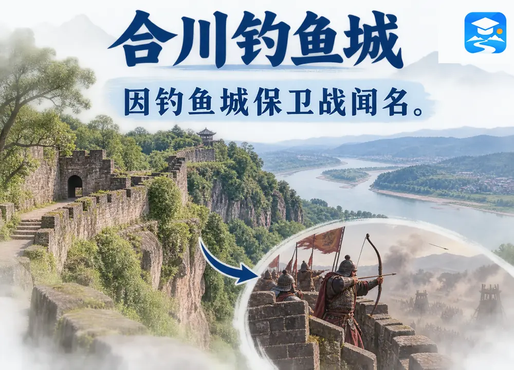 合川钓鱼城保卫战考点图（导游学霸·科四地方导游基础知识）
