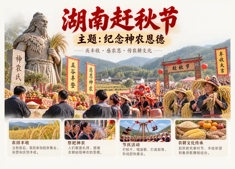 湖南苗族赶秋节纪念神农与民俗考点图(导游学霸·科四地方导游基础知识)