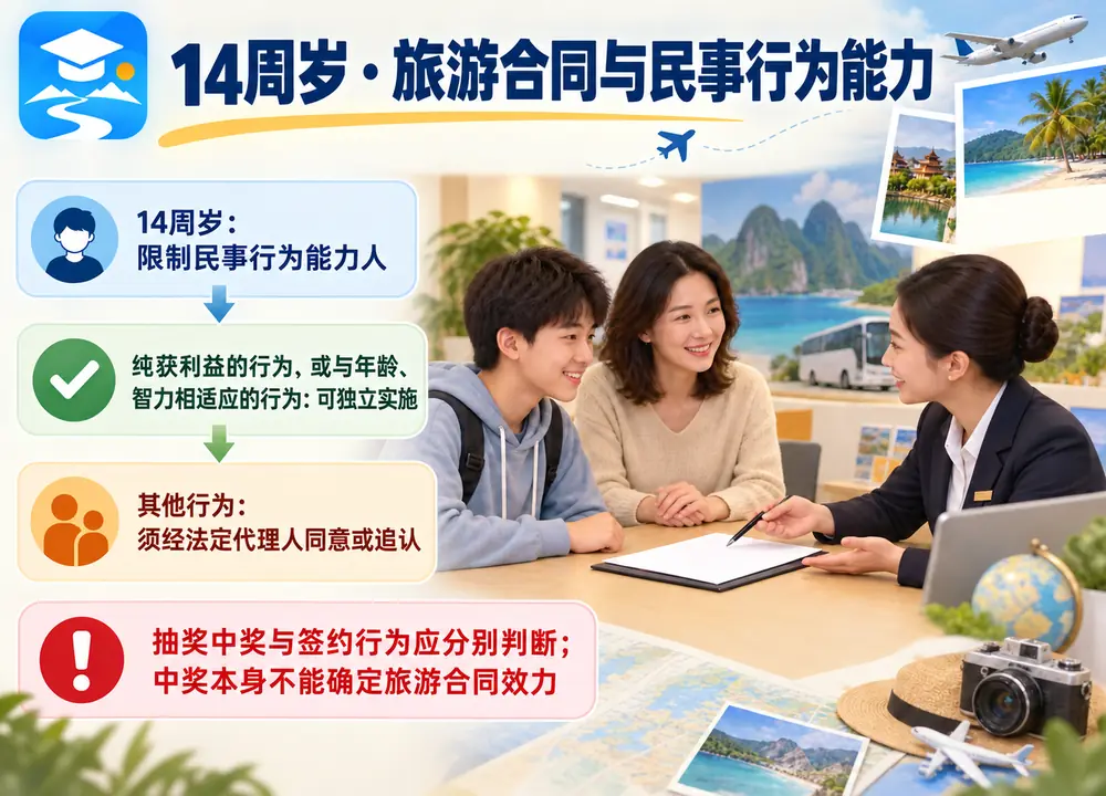 14周岁限制民事行为与旅游合同效力考点图(导游学霸·科四地方导游基础知识)