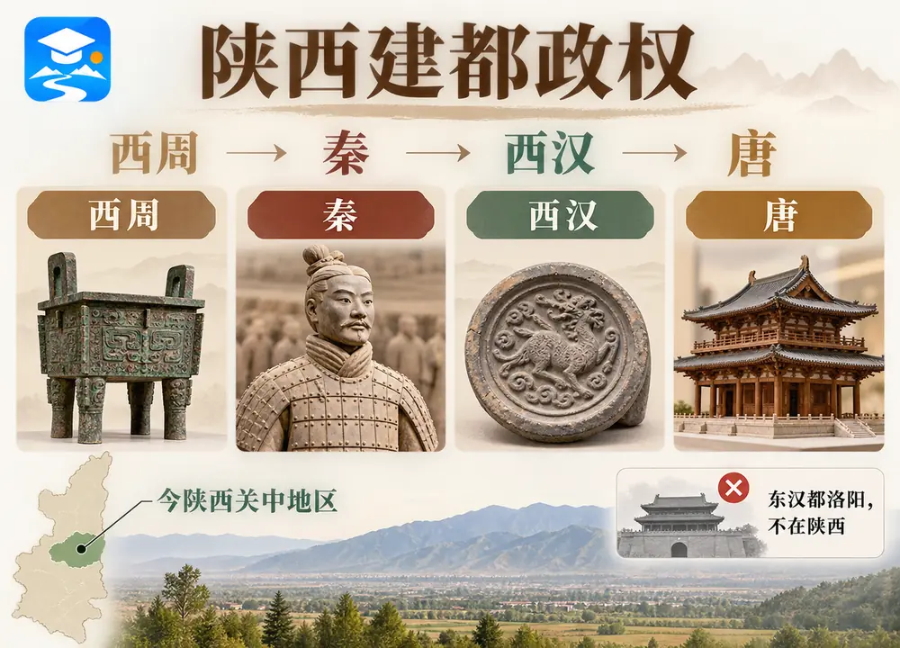 陕西建都西周秦西汉唐与东汉洛阳考点图(导游学霸·科四地方导游基础知识)