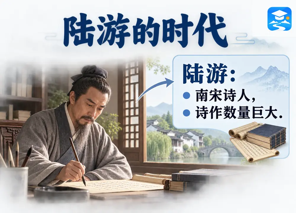 陆游所处朝代与诗作特点考点图（导游学霸·科四地方导游基础知识）