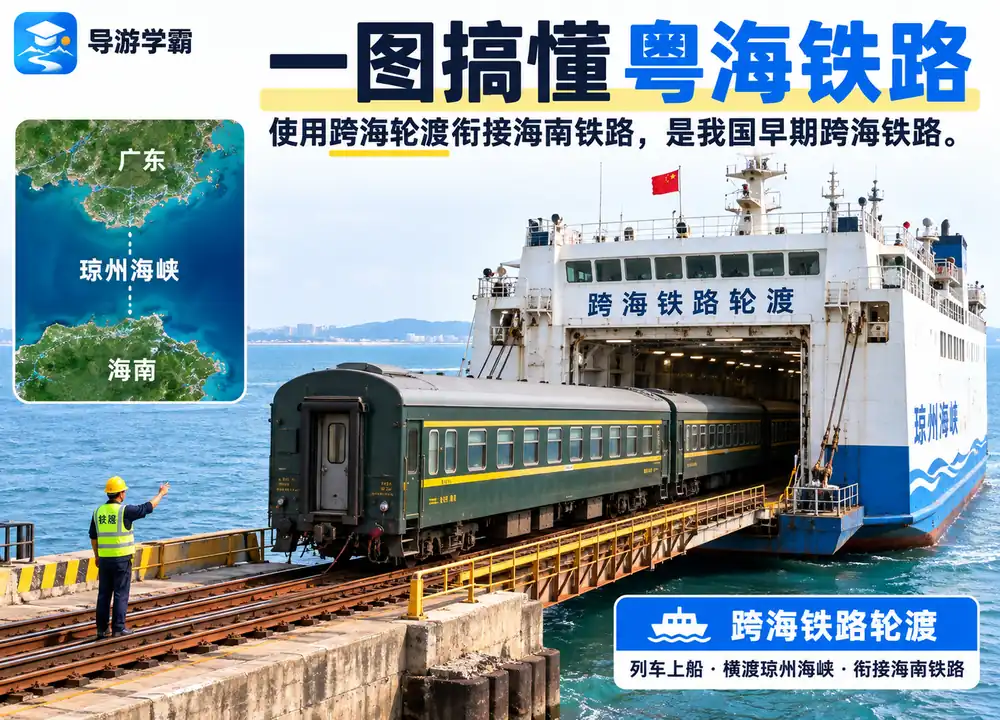 粤海铁路跨海轮渡列车考点图（导游学霸·科四地方导游基础知识）