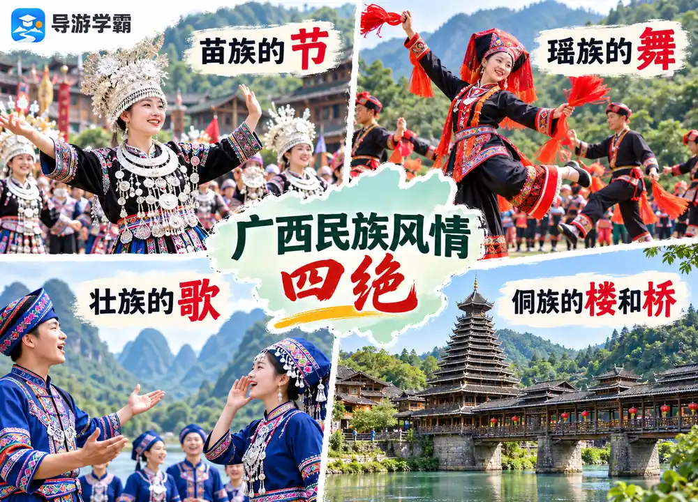 广西民族风情四绝经典考点图（导游学霸·科四地方导游基础知识）
