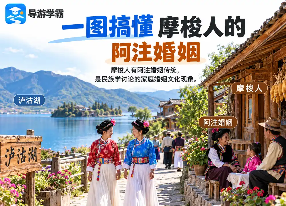 摩梭人阿注婚姻与泸沽湖文化考点图（导游学霸·科四地方导游基础知识）