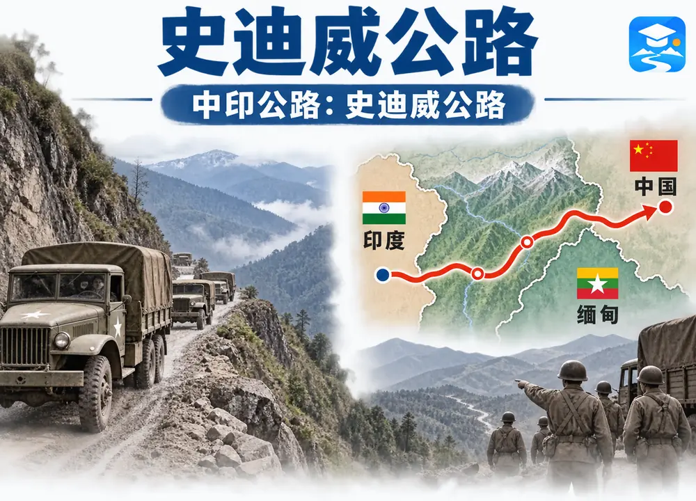 中印公路史迪威公路考点图(导游学霸·科四地方导游基础知识)