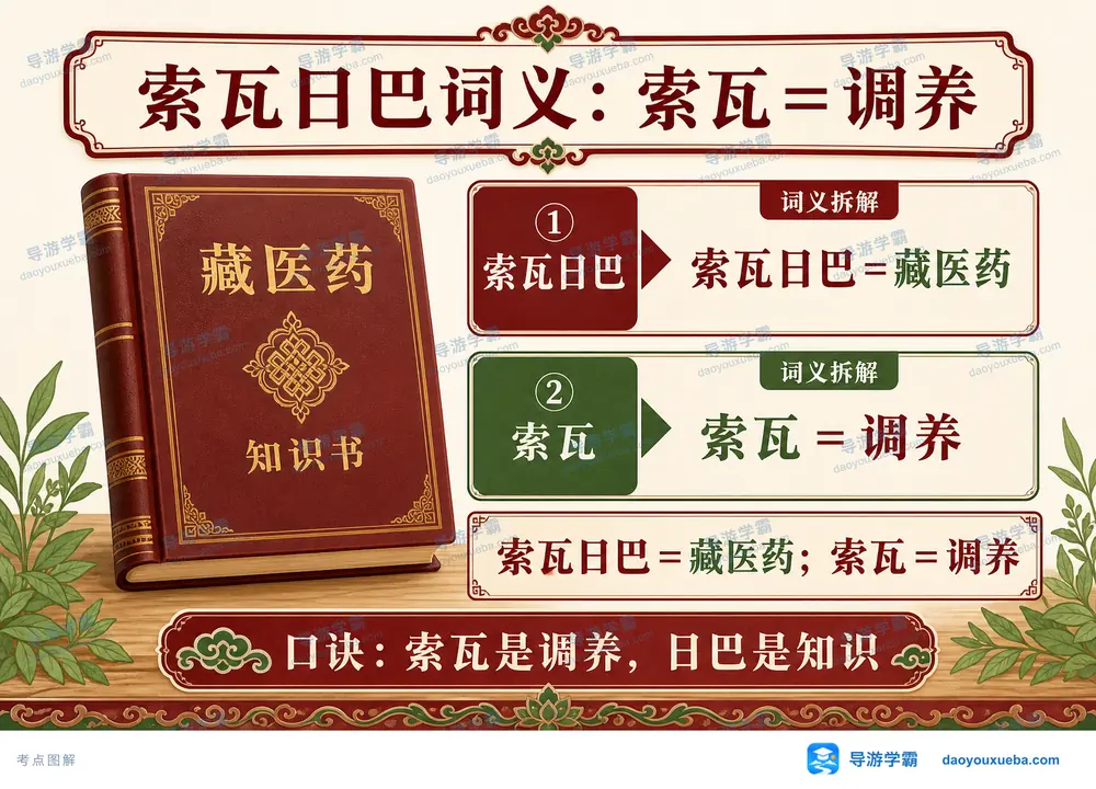 藏医药索瓦日巴词义调养考点图（导游学霸·科四地方导游基础知识）