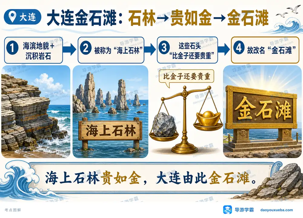 大连金石滩海上石林贵如金考点图（导游学霸·科四辽宁）
