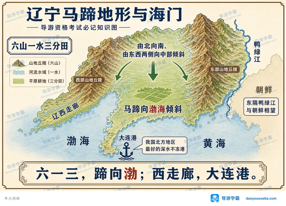 辽宁地形与海门考点图(导游学霸·科四辽宁)