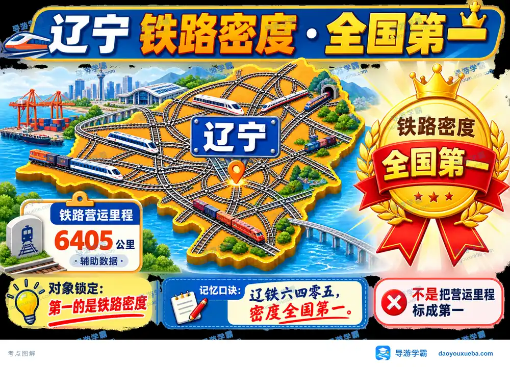 辽宁铁路密度全国第一考点图(导游学霸·科四辽宁)