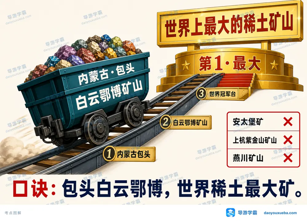 白云鄂博世界最大稀土矿山考点图（导游学霸·科四内蒙古）