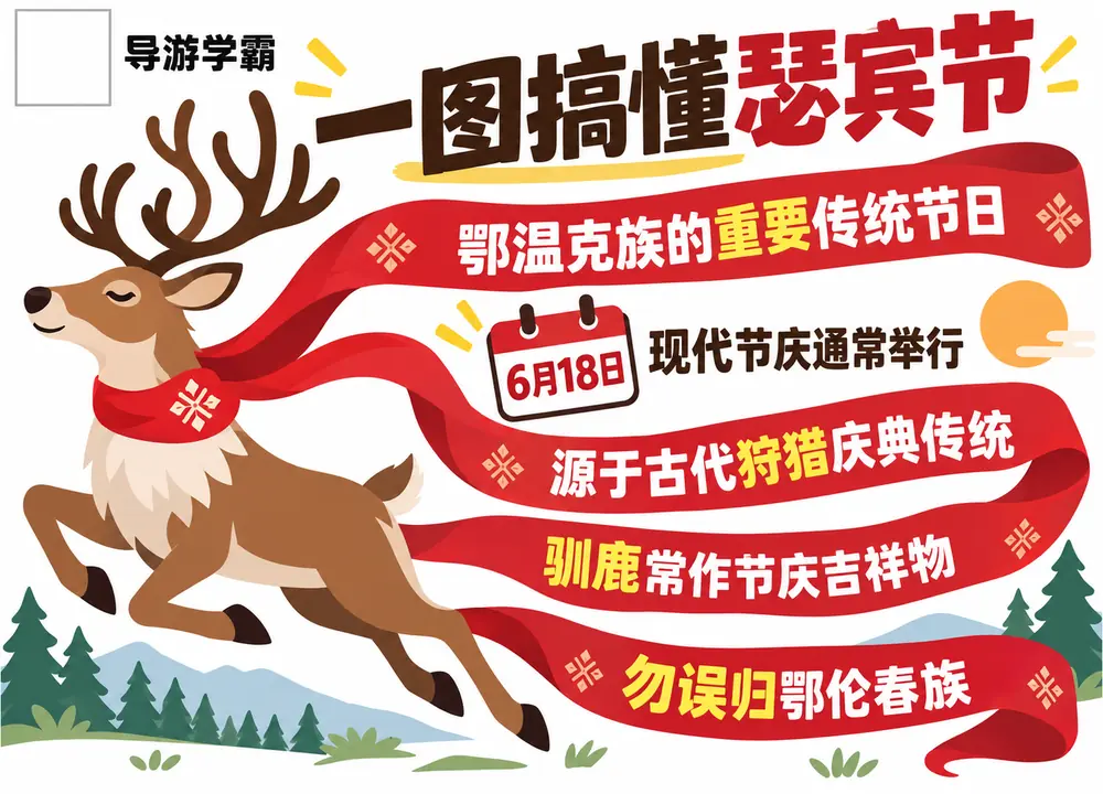 鄂温克族六一八瑟宾节与驯鹿考点图(导游学霸·科四内蒙古)
