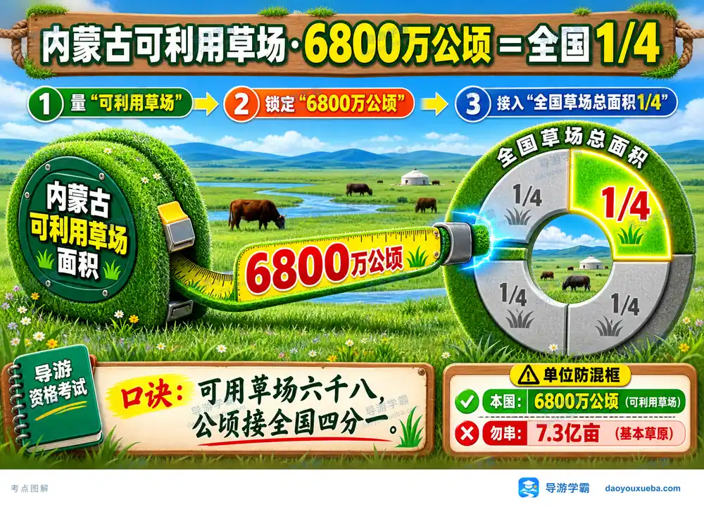 内蒙古可利用草场面积与单位考点图(导游学霸·科四内蒙古)