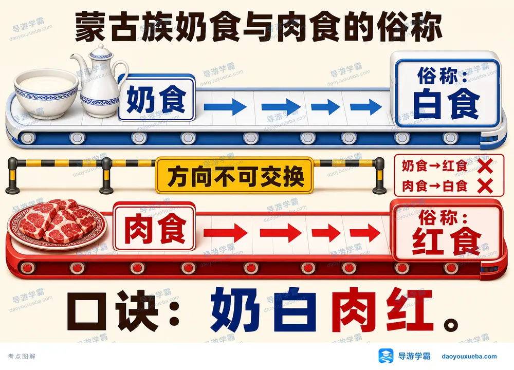蒙古族奶白肉红考点图(导游学霸·科四内蒙古)
