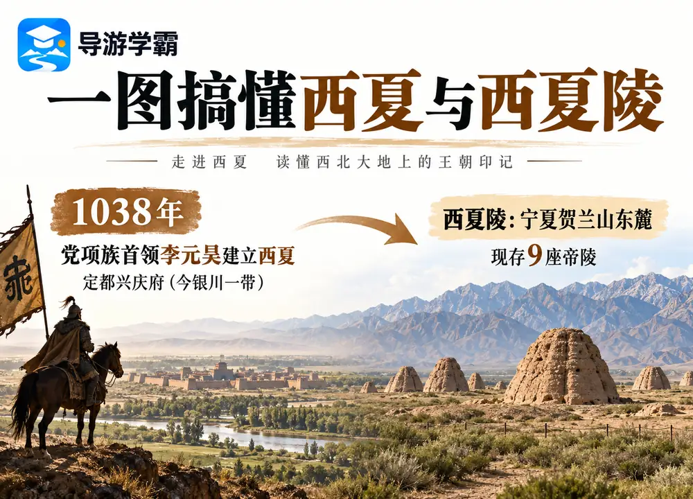 一图搞懂西夏历史与西夏陵考点图（导游学霸·科四宁夏）
