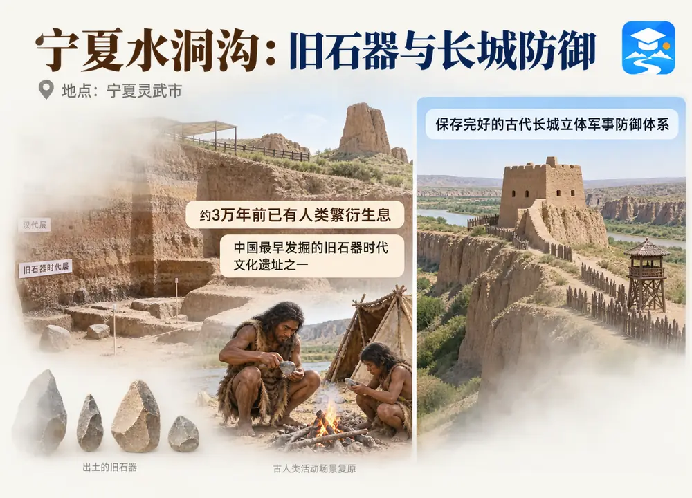 宁夏水洞沟遗址核心考点图（导游学霸·科四宁夏）