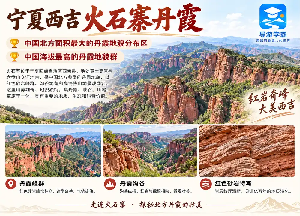 宁夏西吉火石寨北方丹霞奇观考点图（导游学霸·科四宁夏）