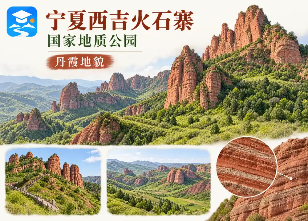 宁夏西吉火石寨国家地质公园丹霞考点图（导游学霸·科四宁夏）