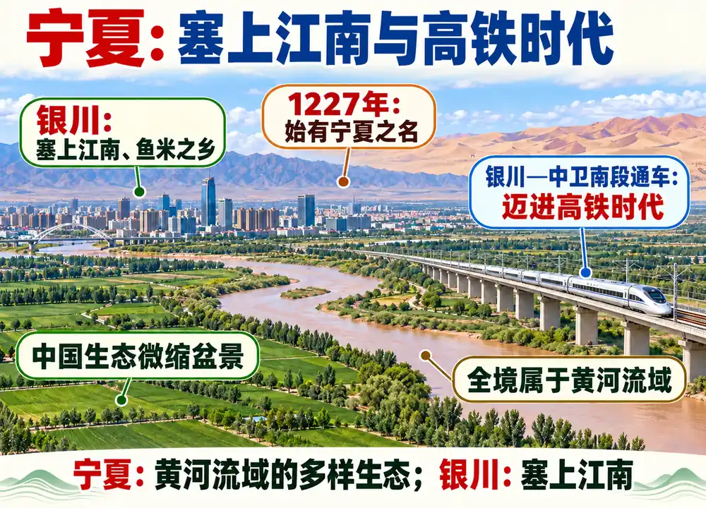 宁夏生态银川美称与高铁时代考点图(导游学霸·科四宁夏)