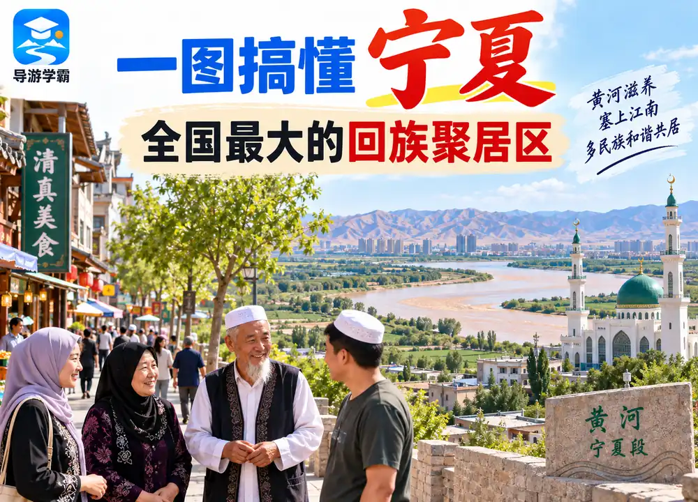 宁夏全国最大回族聚居区考点图（导游学霸·科四宁夏）
