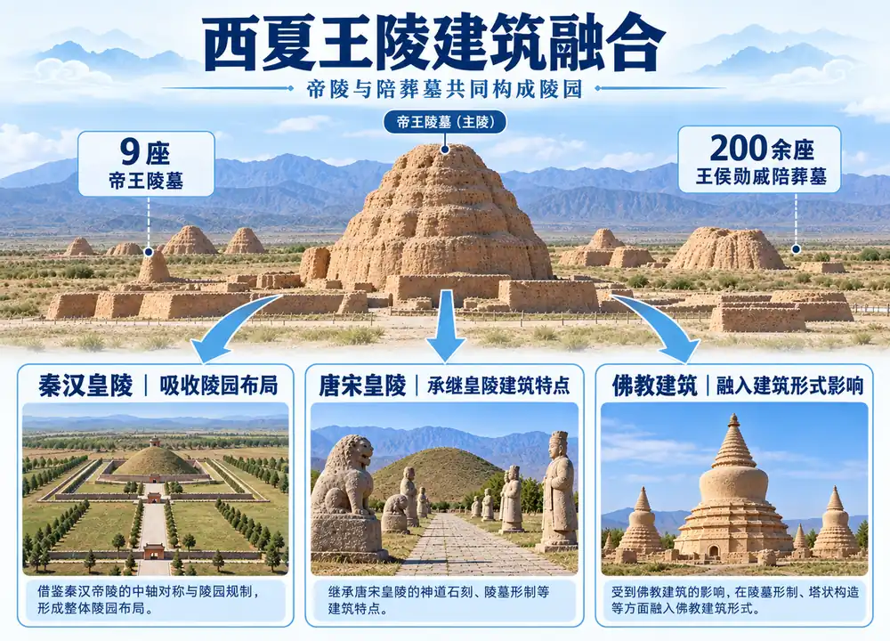 西夏王陵九陵二百墓与建筑融合考点图（导游学霸·科四宁夏）