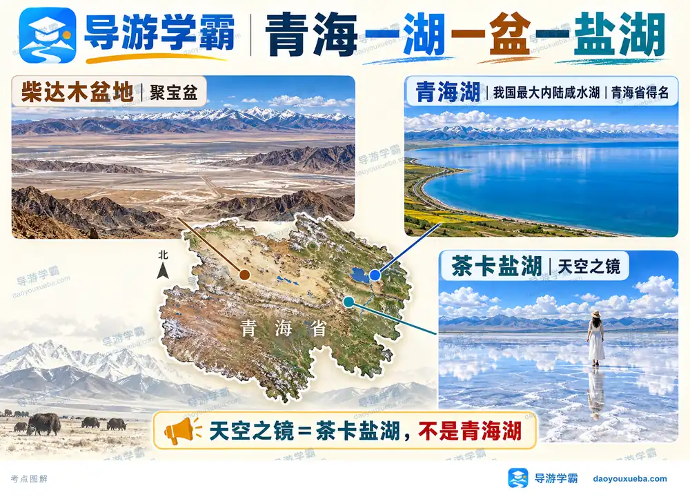 青海湖聚宝盆柴达木与茶卡盐湖考点图(导游学霸·科四青海)