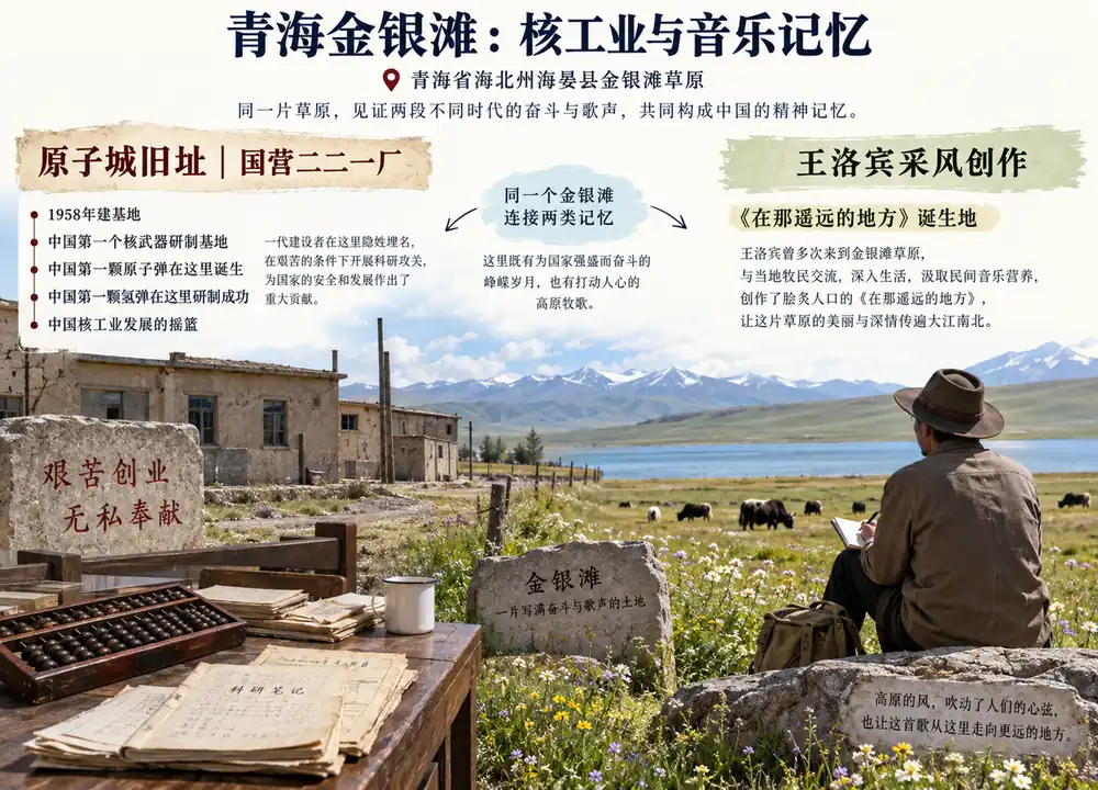 青海金银滩原子城与王洛宾名曲考点图(导游学霸·科四青海)