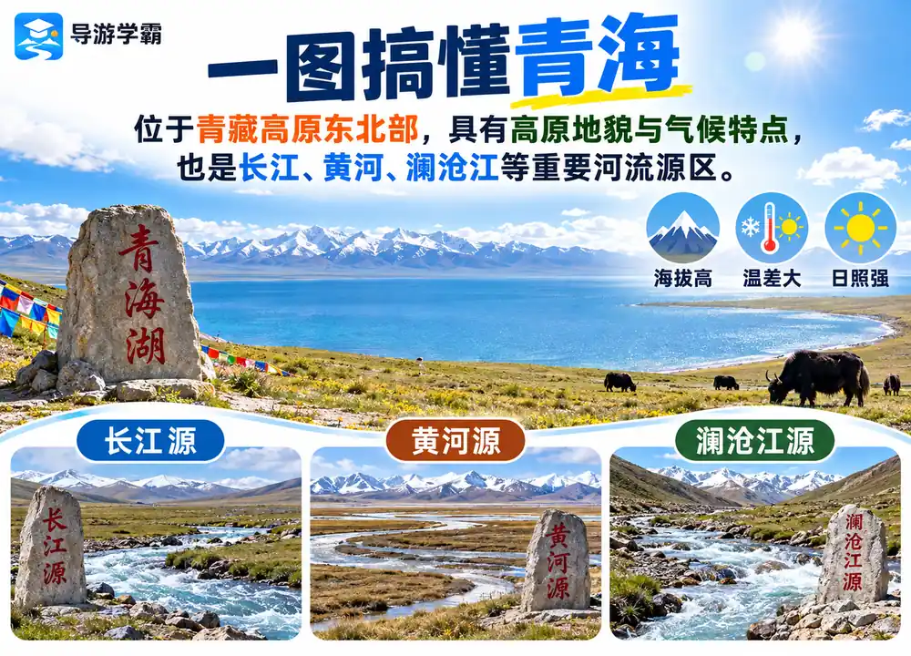 青海三江源生态与地理气候考点图(导游学霸·科四青海)