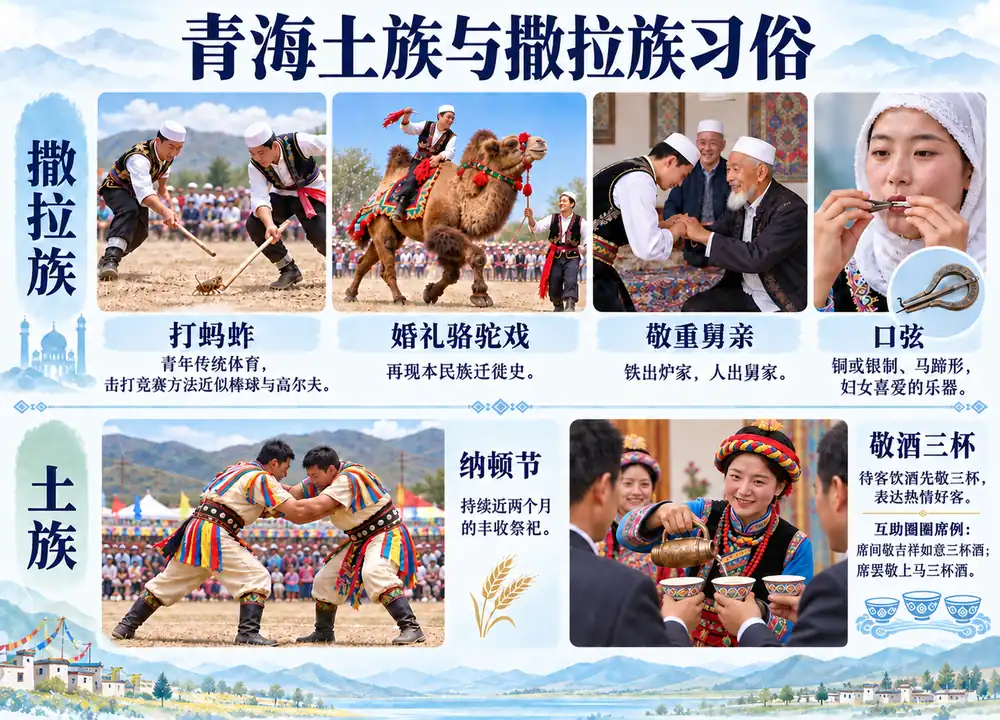 青海土族与撒拉族特色习俗考点图(导游学霸·科四青海)