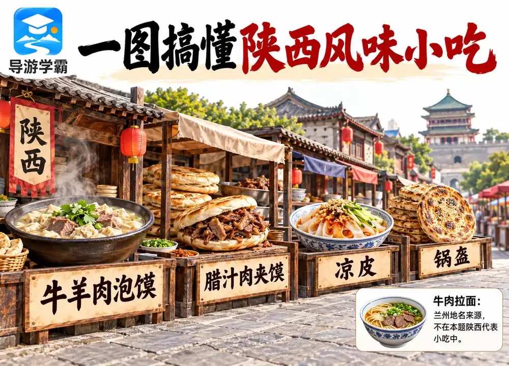 陕西代表风味小吃考点图(导游学霸·科四陕西)