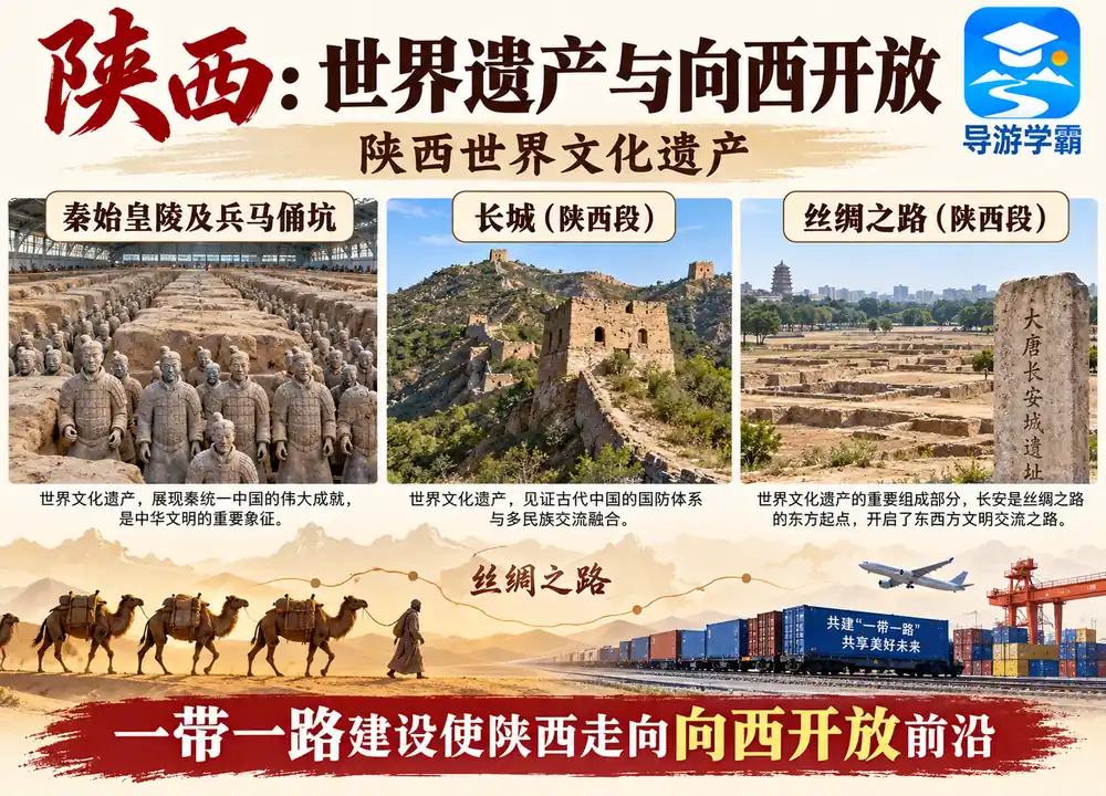 陕西三大世界文化遗产与丝路起点考点图(导游学霸·科四陕西)