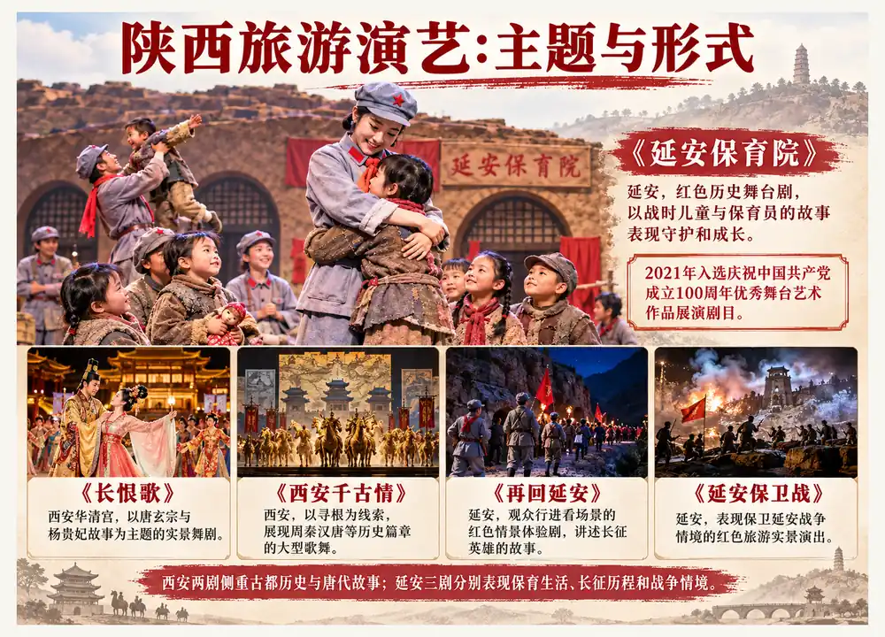 陕西红色演艺延安保育院与长恨歌考点图（导游学霸·科四陕西）