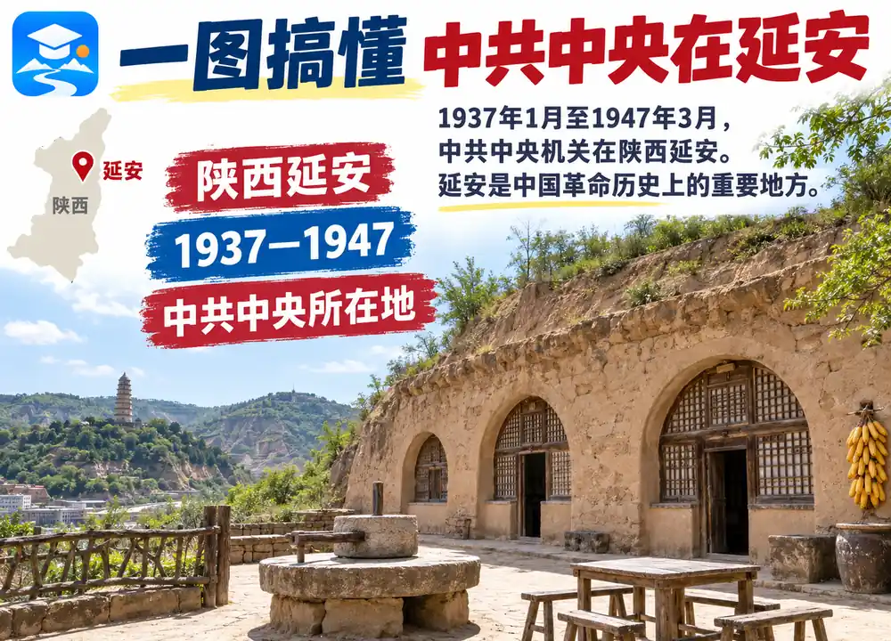 革命圣地延安党中央驻留时间考点图(导游学霸·科四陕西)