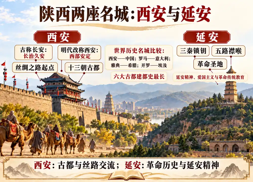 陕西双城名片西安与延安考点图(导游学霸·科四陕西)