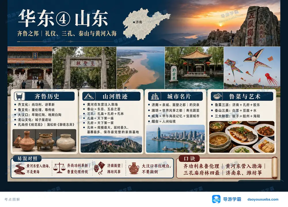 华东山东齐鲁文化三孔与泰山考点图（导游学霸·科四山东）