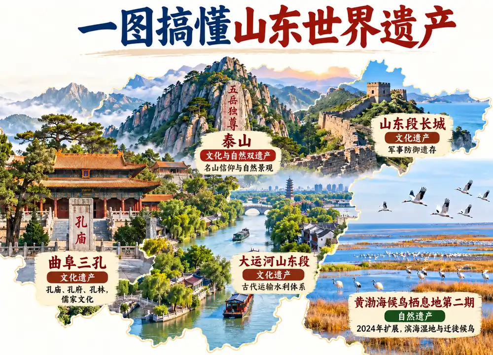 山东世界遗产全景考点图（导游学霸·科四山东）