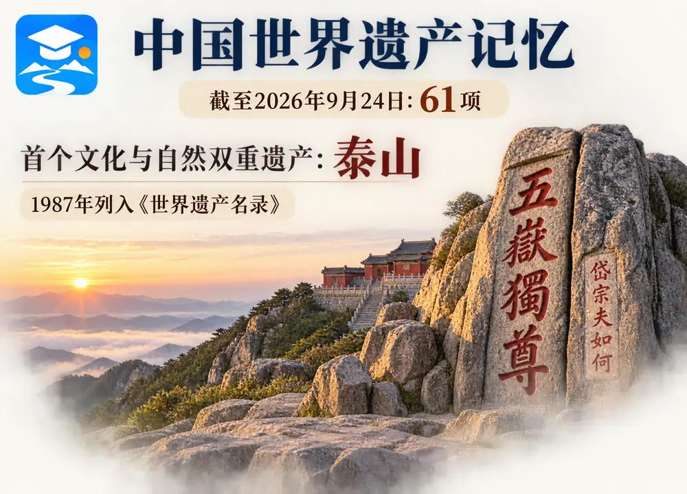 中国世界遗产首个双重遗产泰山考点图（导游学霸·科四山东）