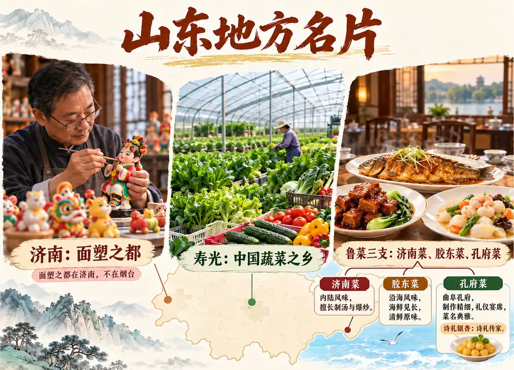 济南面塑寿光蔬菜与鲁菜三支考点图(导游学霸·科四山东)
