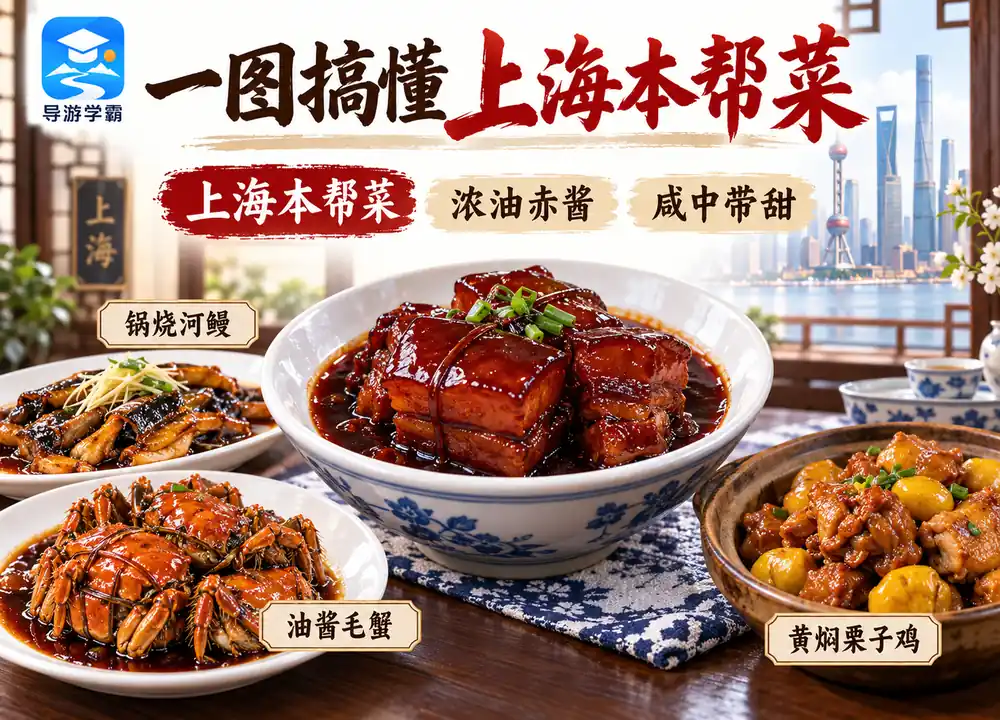 上海本帮菜特色与经典名菜考点图(导游学霸·科四上海)