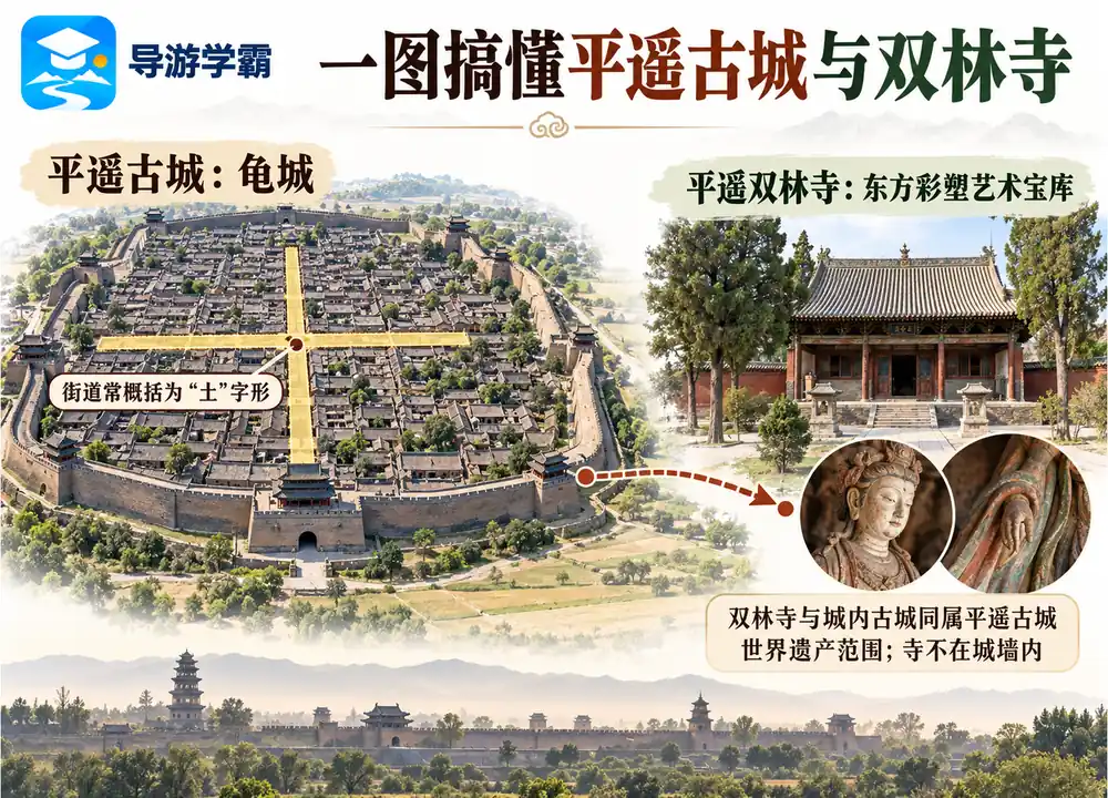 平遥古城龟城与双林寺考点图(导游学霸·科四山西)
