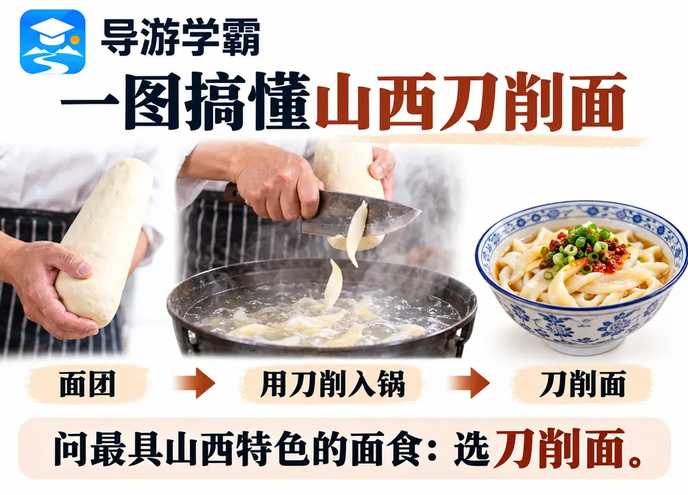 一图搞懂最具特色山西刀削面考点图(导游学霸·科四山西)