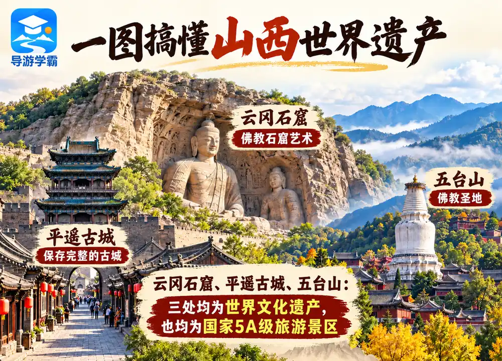 山西世界遗产三大名片考点图（导游学霸·科四山西）