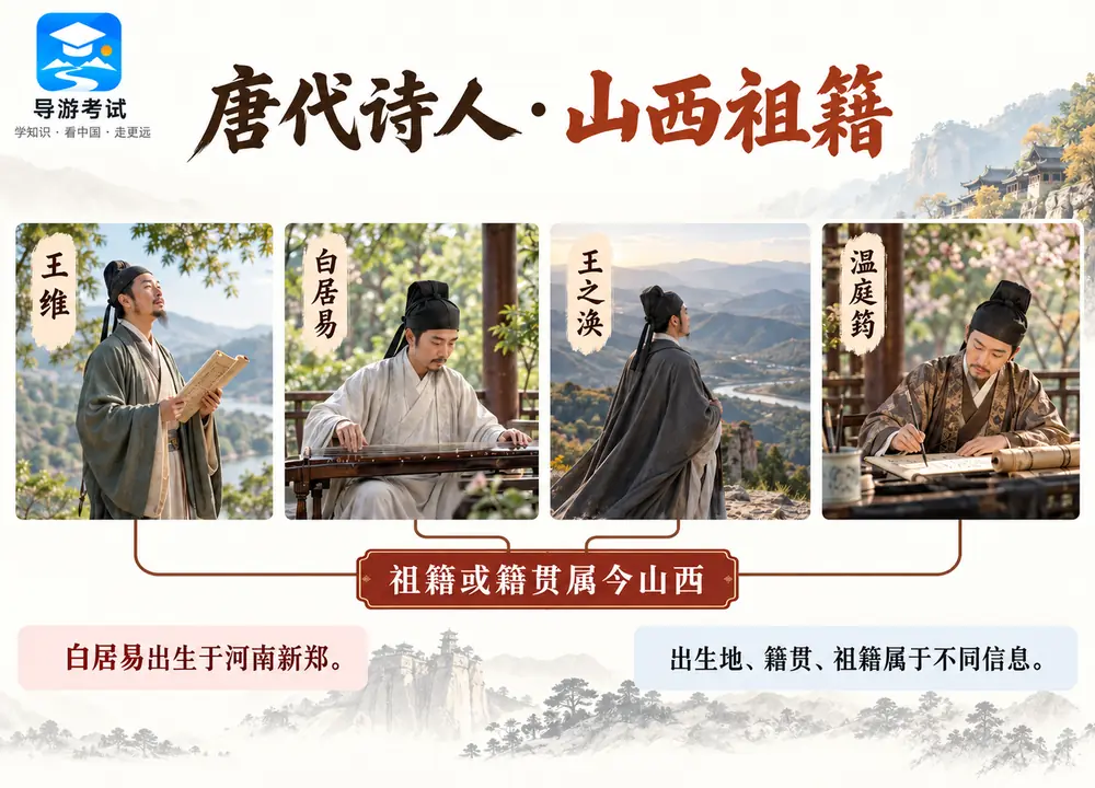 山西祖籍唐代诗人与出生辨析考点图（导游学霸·科四山西）