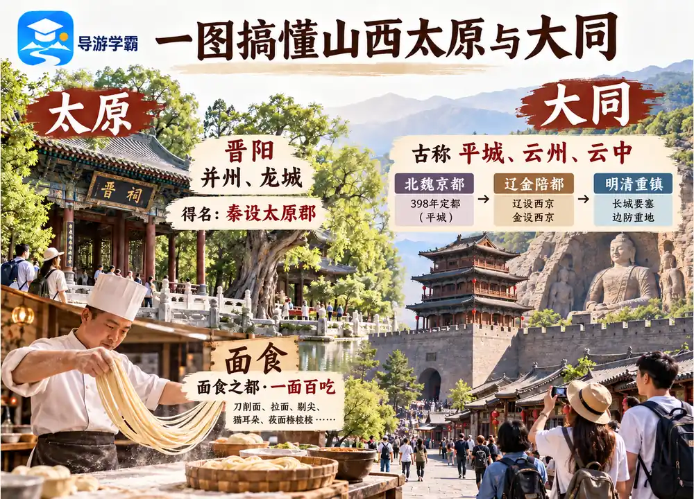 山西太原与大同古称名胜考点图(导游学霸·科四山西)