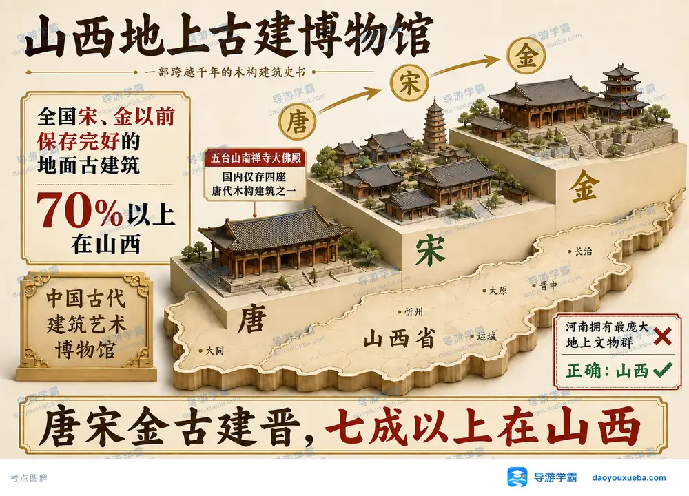 山西地上古建博物馆与南禅寺考点图（导游学霸·科四山西）